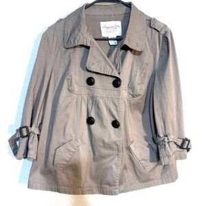 American Rag Women's Double Breasted Pea Coat Jacket 1X Gray Button Casual Chic